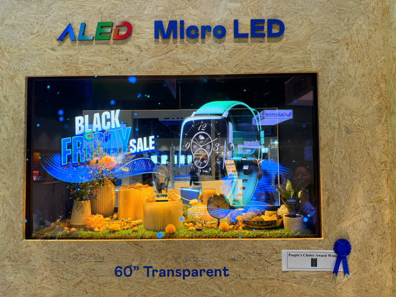 leyu官网60吋高透明度Micro LED显示器获”最佳Micro LED技术应用奖”，将Micro LED面板透明化之设计特性极致发挥，以可扩展性无缝拼接技术打造，具备600 nits全画面亮度、大于60%穿透率及超过NTSC 110%的优异广色域表现，可依需求灵活应用于各种场域